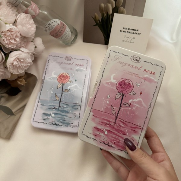 Vintage Fantasy Rose Colored Contact Lens Case