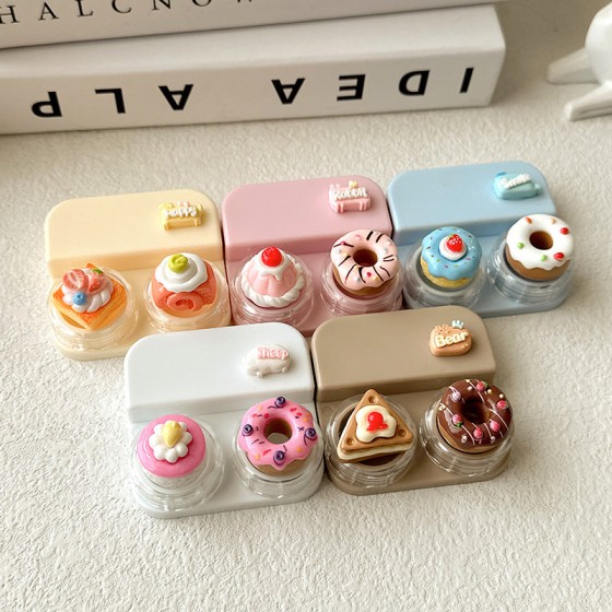 Lovely Pastel-Style Cake Colored Contact Lens Case