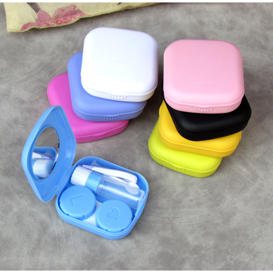 Lovely square portable Multicolor Colored Contact Lens Case