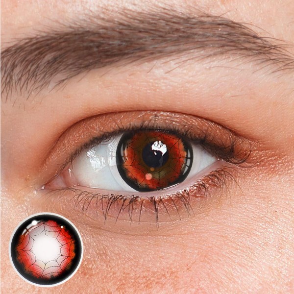 Cosplay Spider Web Red Colored Contact Lenses