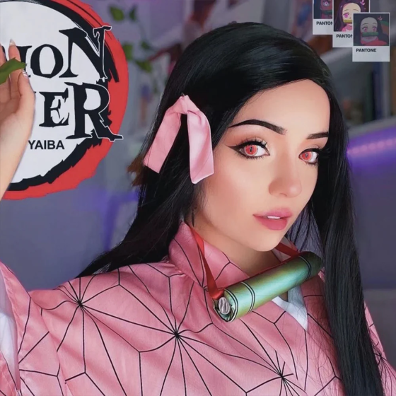 Cosplay Demon Slayer Nezuko Pink Colored Contact Lenses